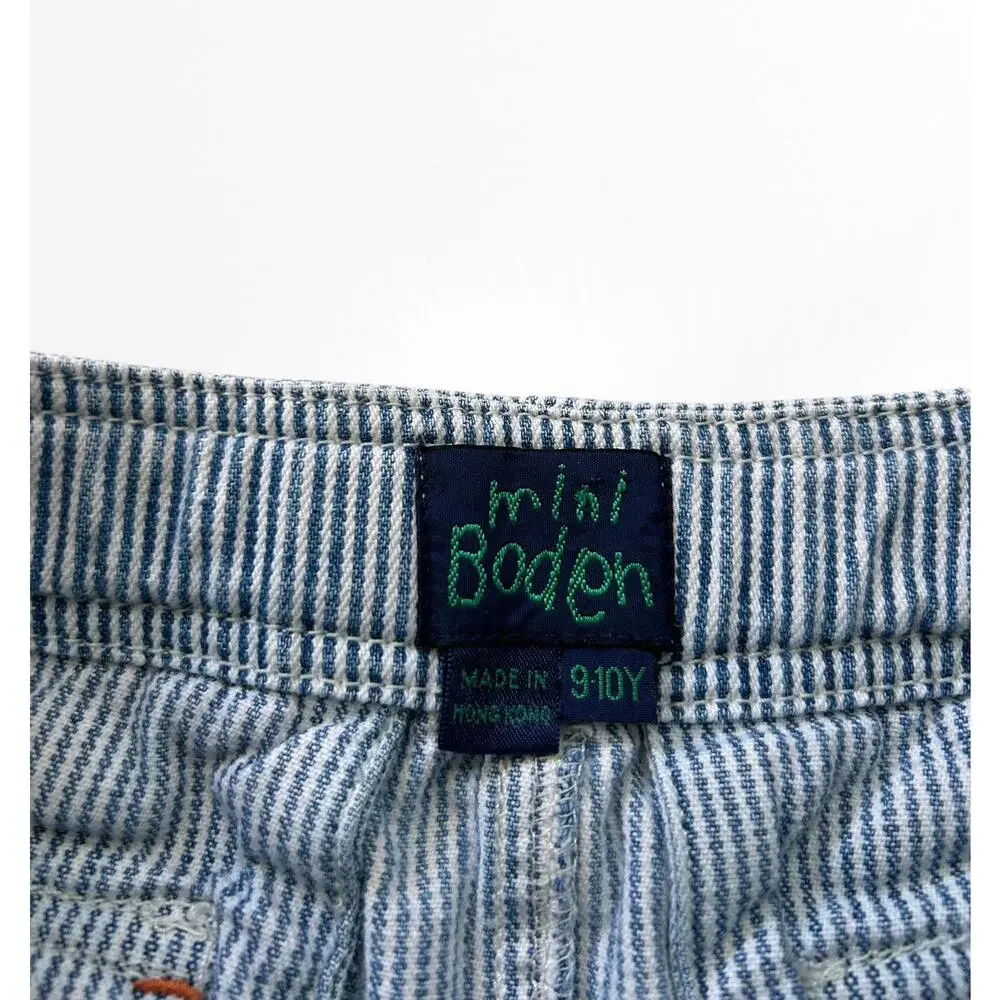 Mini Boden Engineer Stripe Denim Cargo Skirt, Size 9/10